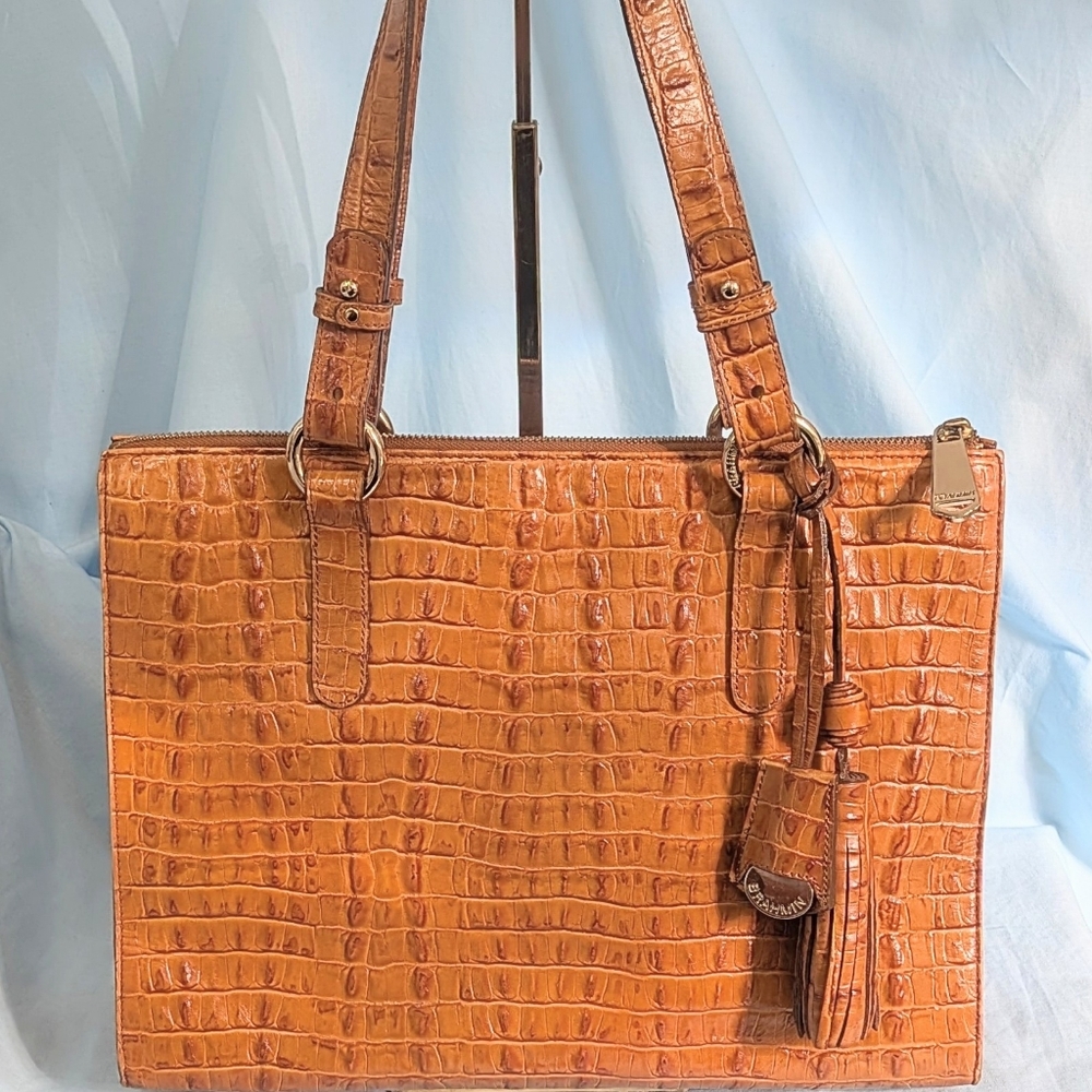 EUC Brahmin Anywhere Tote in Whiskey La Scala